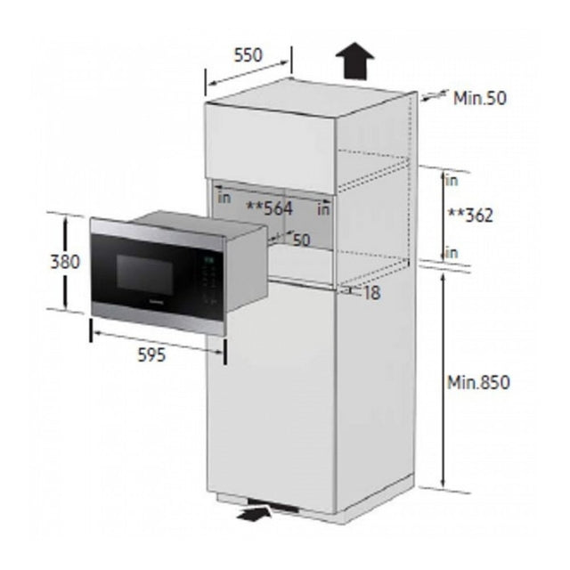 Combo Samsung horno microondas torre y anafe vidrio negro templado cocina moderna