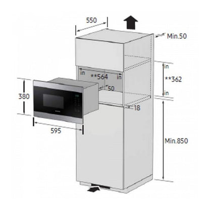 Combo Samsung horno microondas torre y anafe vidrio negro templado cocina moderna