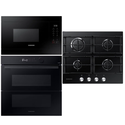 Samsung Horno dual Cook Flex Microondas negro y anafe acero