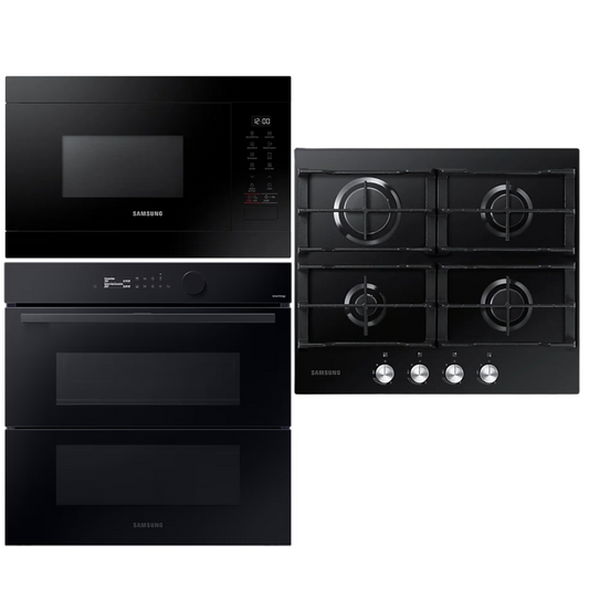 Samsung Horno dual Cook Flex Microondas negro y anafe acero