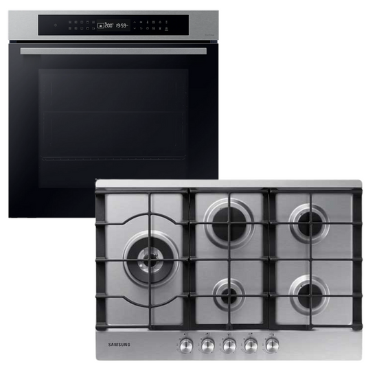 Samsung horno con Vapor + Anafe a gas 5 hornallas Acero
