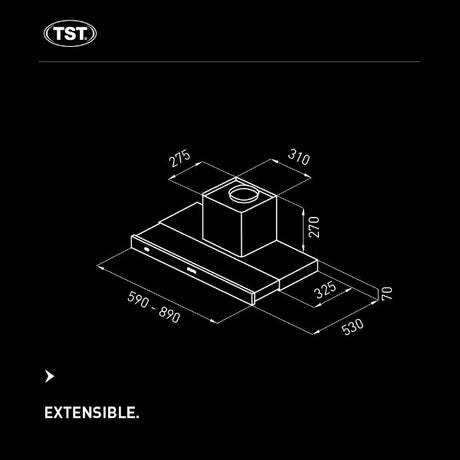 extractor de cocina tst extensible medidas