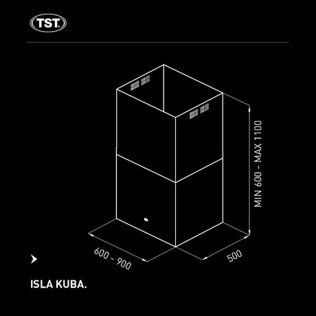 campana de isla tst modelo kuba plano de medidas