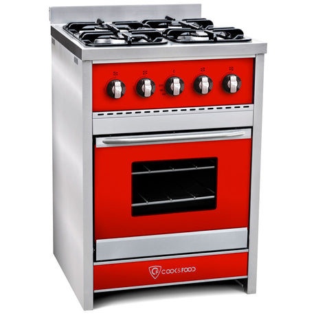 Cocina Semi Industrial 4 Hornallas 60 Cm color rojo